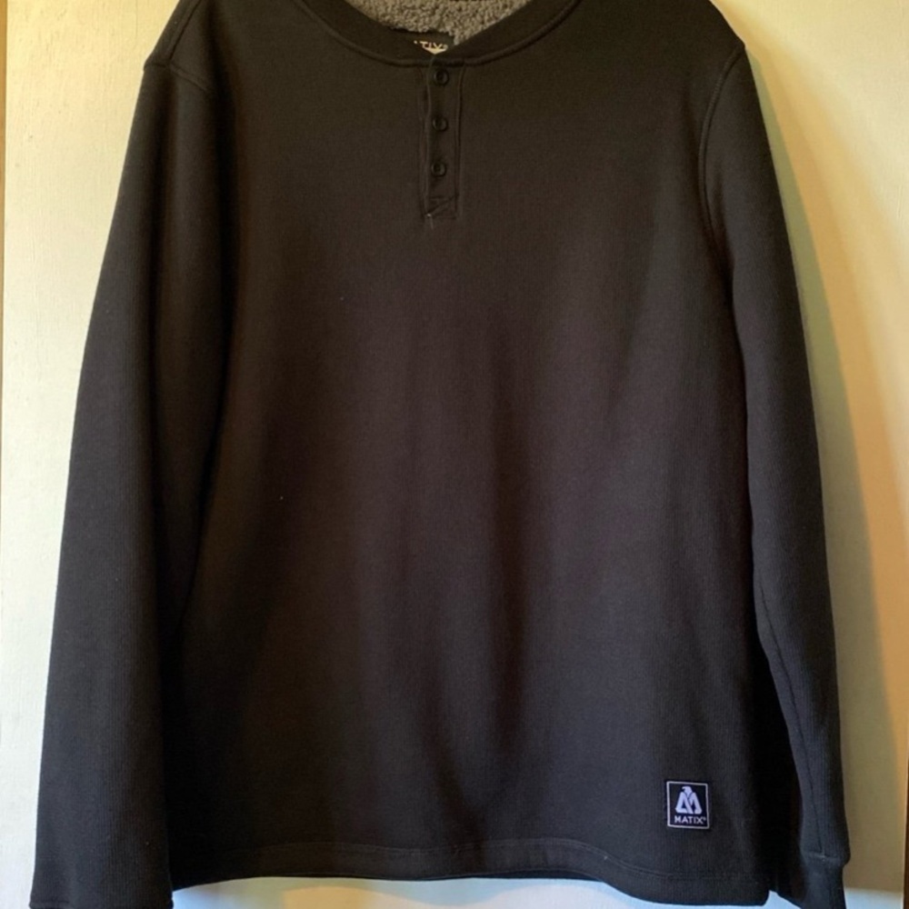 Matix Black Ribbed Henley top